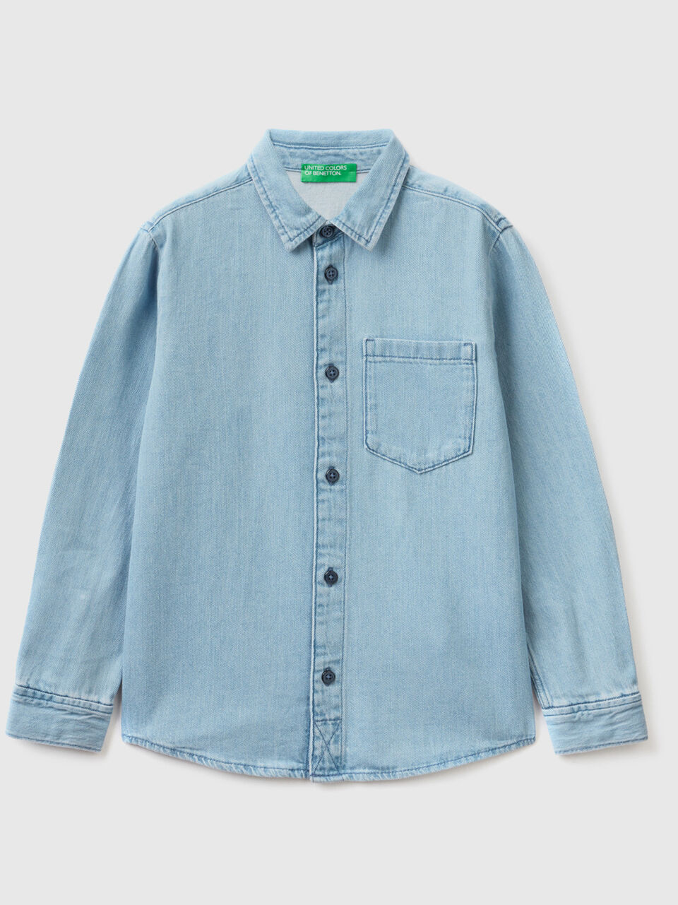 Negozi Online Camicia di jeans con taschino benetton shopping online